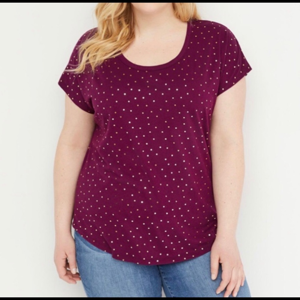 Lane Bryant Polkadot Scoop Neck Strappy Tee